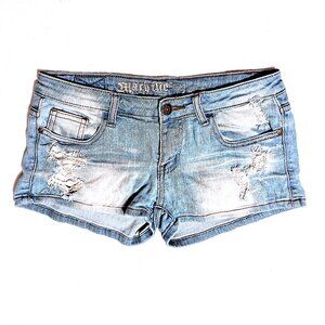 Machine Pour Neuf Mode Women's Ripped Hem Distressed Denim Jeans Shorts, Size 28